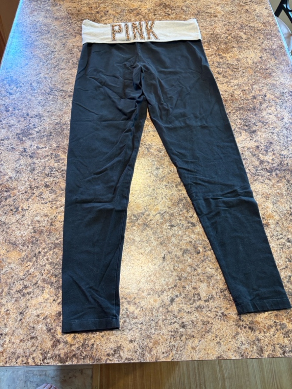 Y2K Vintage PINK Victoria's Secret Leggings with Cream Leopard PINK Waist Fold